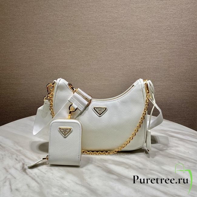 PRADA | Re-Edition 2005 Saffiano Leather Bag In White - 1