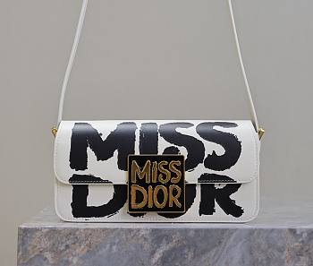 DIOR | Miss Dior Flap Bag White and Black Miss Dior Graffiti Printed Calfskin