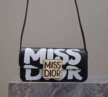 DIOR | Miss Dior Flap Bag Black and White Miss Dior Graffiti Printed Calfskin