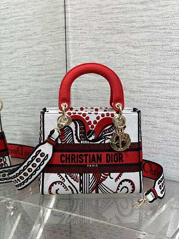 DIOR | Medium Lady D-Lite Bag White/Red