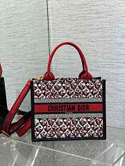 DIOR | Dioramour Small Dior Book Tote White, Black and Red Dior Lily of the Valley Embroidery with Black Calfskin - 1