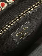 DIOR | Dioramour Small Dior Book Tote White, Black and Red Dior Lily of the Valley Embroidery with Black Calfskin - 3