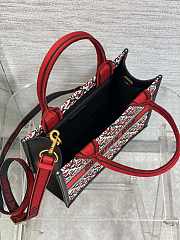 DIOR | Dioramour Small Dior Book Tote White, Black and Red Dior Lily of the Valley Embroidery with Black Calfskin - 4