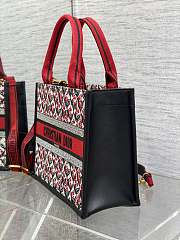 DIOR | Dioramour Small Dior Book Tote White, Black and Red Dior Lily of the Valley Embroidery with Black Calfskin - 6