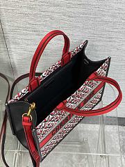 DIOR | Dioramour Medium Dior Book Tote White, Black and Red Dior Lily of the Valley Embroidery with Black Calfskin - 5