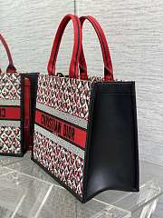 DIOR | Dioramour Medium Dior Book Tote White, Black and Red Dior Lily of the Valley Embroidery with Black Calfskin - 4