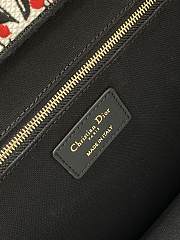 DIOR | Dioramour Medium Dior Book Tote White, Black and Red Dior Lily of the Valley Embroidery with Black Calfskin - 2