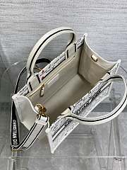 DIOR | Dioramour Small Dior Book Tote White Embroidery with Black and Red Je Vous Adore Motif and White Calfskin - 6