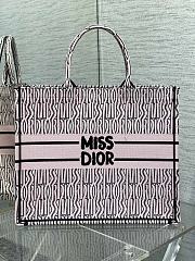 DIOR | Large Dior Book Tote White and Pale Pink Miss Dior Allover Embroidery - 1