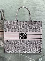 DIOR | Large Dior Book Tote White and Pale Pink Miss Dior Allover Embroidery - 2