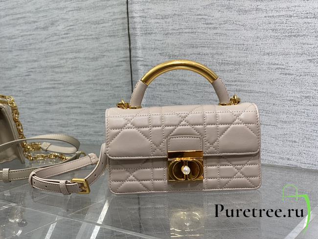 DIOR | Mini Ange Bag Beige & Light Pink Macrocannage Lambskin - 1