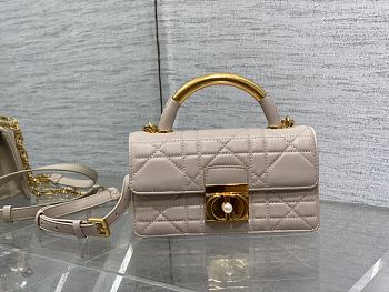 DIOR | Mini Ange Bag Beige & Light Pink Macrocannage Lambskin