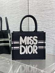 DIOR | Medium Book Tote Black and White Miss Dior Graffiti Embroidery - 1