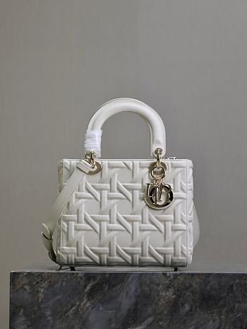 DIOR | Small Lady Bag White Graphic Cannage Calfskin