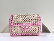 CHANEL | 24C Hand-Woven CF Bag Pink & Beige  - 1