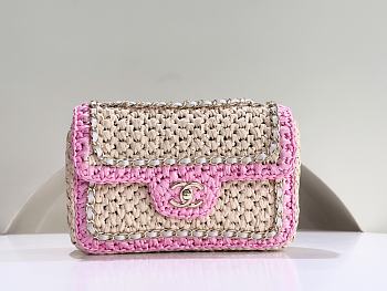 CHANEL | 24C Hand-Woven CF Bag Pink & Beige 