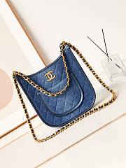 CHANEL | Mirror Hobo Denim Bag Genuine Leather Quilted Crossbody  - 1