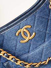 CHANEL | Mirror Hobo Denim Bag Genuine Leather Quilted Crossbody  - 6