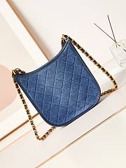 CHANEL | Mirror Hobo Denim Bag Genuine Leather Quilted Crossbody  - 5