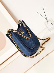 CHANEL | Mirror Hobo Denim Bag Genuine Leather Quilted Crossbody  - 4