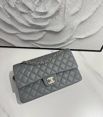 CHANEL | Gray Classic Quilted Caviar Medium