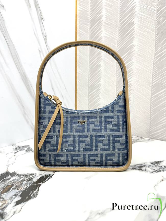 FENDI | Mini Fendessence Light blue FF denim fabric mini bag - 1