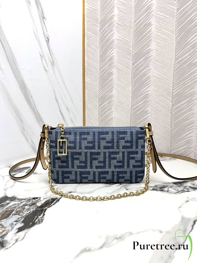 FENDI | Baguette FF Jacquard Chained Denim Pouch - 1