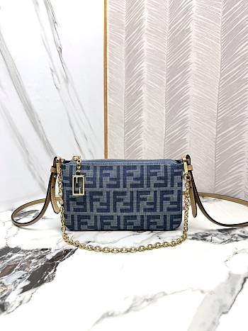 FENDI | Baguette FF Jacquard Chained Denim Pouch