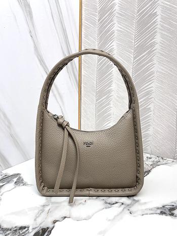 FENDI | Mini Fendessence Small dove grey Selleria bag with 264 hand-sewn topstitches