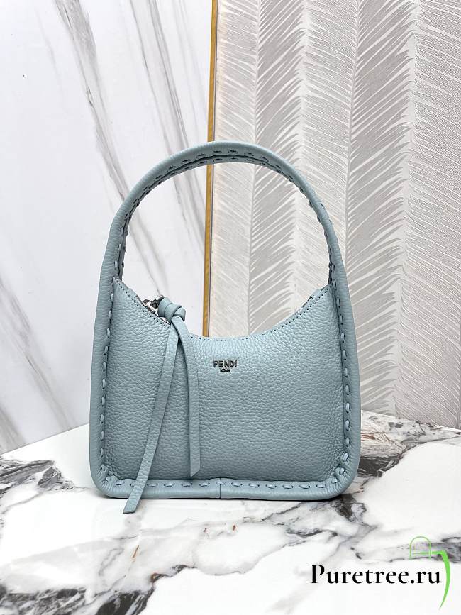 FENDI | Mini Fendessence Small light blue Selleria bag with 264 hand-sewn topstitches - 1