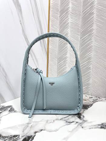 FENDI | Mini Fendessence Small light blue Selleria bag with 264 hand-sewn topstitches