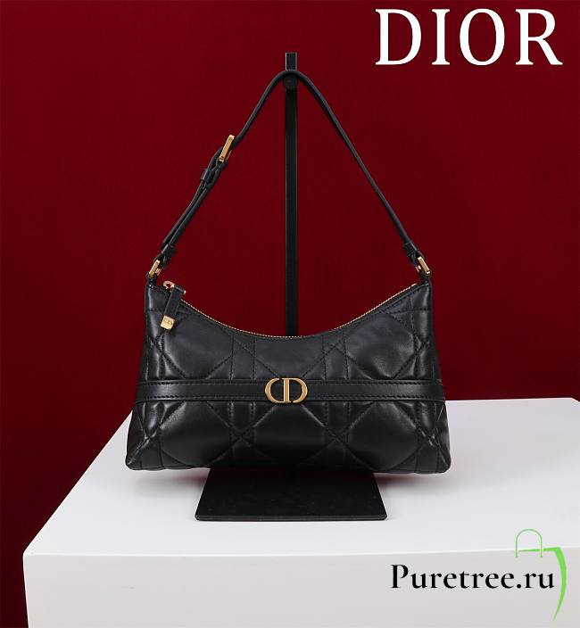 DIOR | 30 Montaigne Mini Hobo Shoulder Bag Black Oblique Jacquard - 1