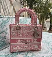 DIOR | Medium Dioriviera Lady D-Lite Bag Candy Pink Toile de Jouy Embroidery - 1