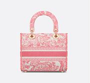 DIOR | Medium Dioriviera Lady D-Lite Bag Candy Pink Toile de Jouy Embroidery - 4