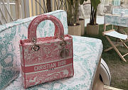 DIOR | Medium Dioriviera Lady D-Lite Bag Candy Pink Toile de Jouy Embroidery - 3