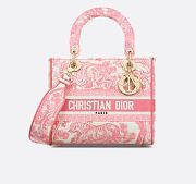 DIOR | Medium Dioriviera Lady D-Lite Bag Candy Pink Toile de Jouy Embroidery - 2