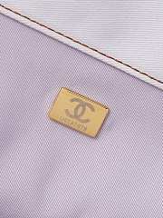 CHANEL | Shopping bag Printed denim & gold-tone metal light pink, yellow, blue  - 5