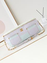 CHANEL | Large Waist Bag Printed Denim & Gold-Tone Metal Light Pink, Light Yellow & Light Blue - 1