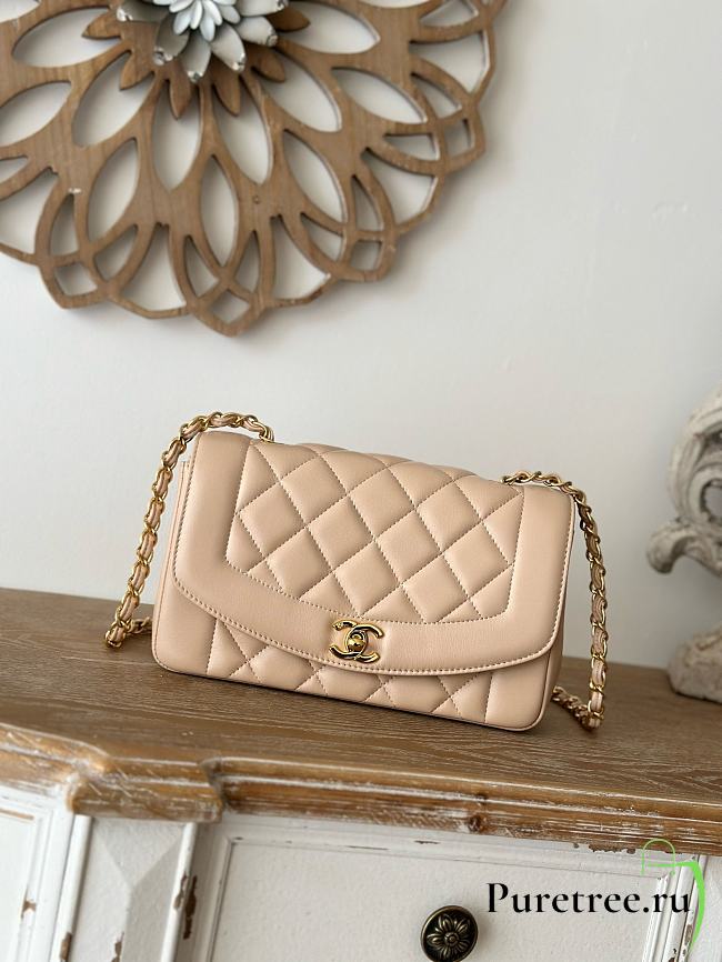 CHANEL | Diana quilted shoulder bag in beige - 1