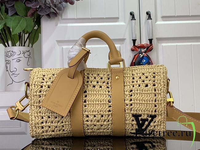 LOUIS VUITTON | Keepall Bandoulière 25 Damier Raffia Natural Beige M25010 - 1