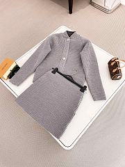 LOUIS VUITTON | 24 Winter Grey Vertical Button Wool Jacket and Skirt Set - 1