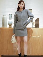 LOUIS VUITTON | 24 Winter Grey Vertical Button Wool Jacket and Skirt Set - 2