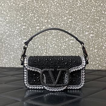 VALENTINO | VLogo Signature small Locò crystal-embellished shoulder bag black