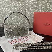 VALENTINO | VLogo Signature small Locò crystal-embellished shoulder bag silver - 4