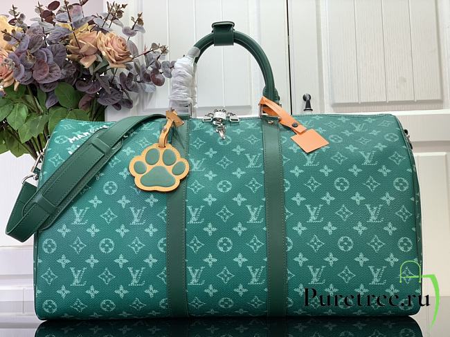 LOUIS VUITTON | Keepall Bandoulière 50 Material Monogram Heritage Canvas Green - 1