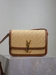 YSL | Solferino Medium Satchel in Raffia and Vegetable-tanned Leather - 1