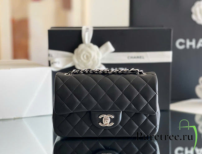 CHANEL | Classic Mini Flap Bag Lambskin Silver Hardware In Black - 1