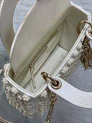 DIOR | Mini Lady Dior Bag White Satin Embroidered with Resin Pearls - 3