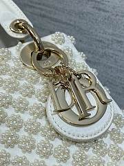 DIOR | Mini Lady Dior Bag White Satin Embroidered with Resin Pearls - 2