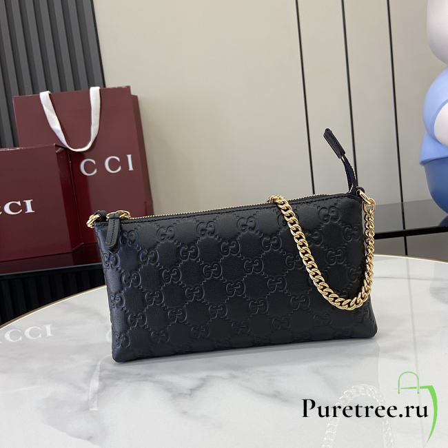 GUCCI | GG Signature Chain Wallet In Black  - 1